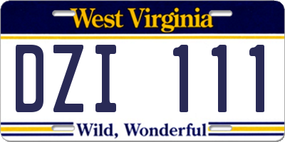 WV license plate DZI111