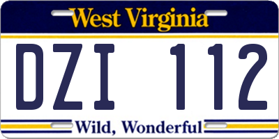 WV license plate DZI112