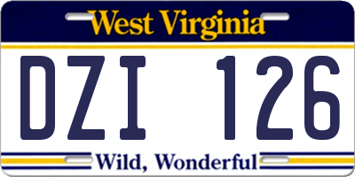 WV license plate DZI126