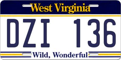 WV license plate DZI136