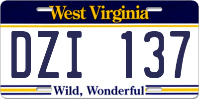 WV license plate DZI137