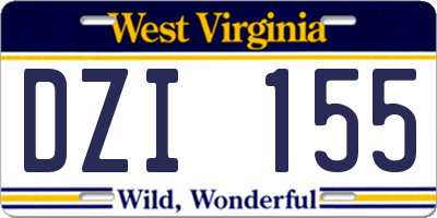 WV license plate DZI155