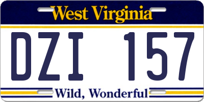 WV license plate DZI157
