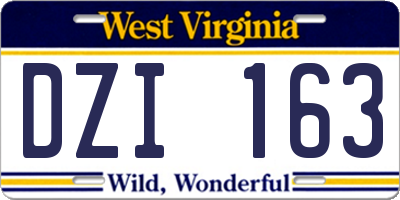 WV license plate DZI163