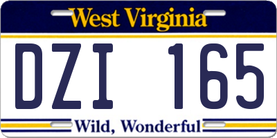 WV license plate DZI165