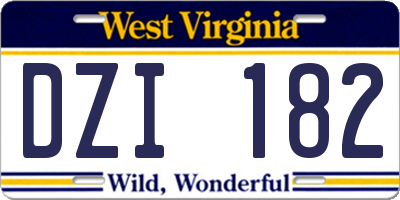 WV license plate DZI182