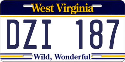 WV license plate DZI187
