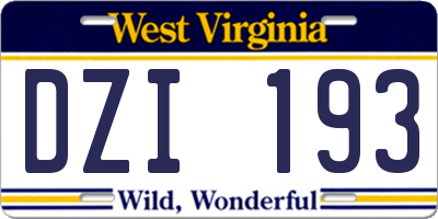 WV license plate DZI193