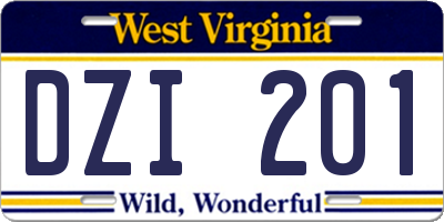 WV license plate DZI201