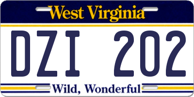 WV license plate DZI202