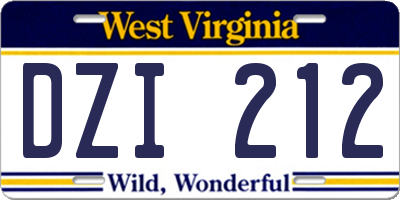 WV license plate DZI212