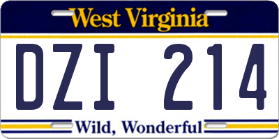 WV license plate DZI214