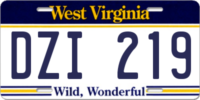 WV license plate DZI219
