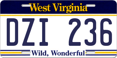 WV license plate DZI236