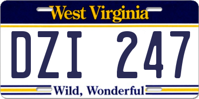 WV license plate DZI247