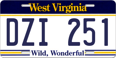 WV license plate DZI251