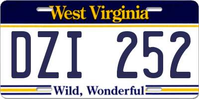 WV license plate DZI252
