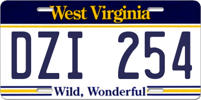 WV license plate DZI254