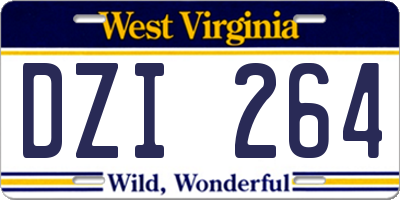 WV license plate DZI264