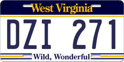 WV license plate DZI271