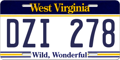 WV license plate DZI278