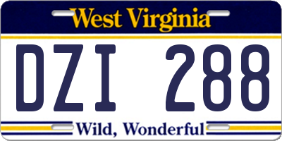 WV license plate DZI288