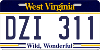 WV license plate DZI311