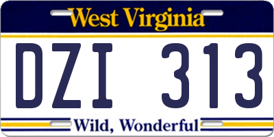 WV license plate DZI313
