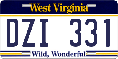 WV license plate DZI331