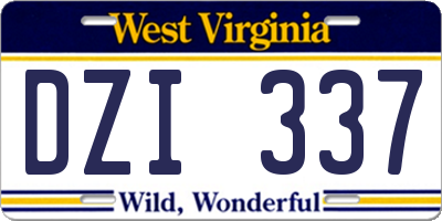 WV license plate DZI337