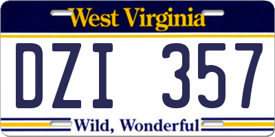 WV license plate DZI357