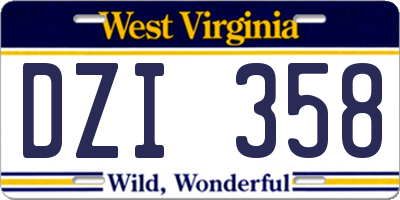 WV license plate DZI358