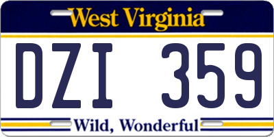WV license plate DZI359