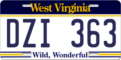 WV license plate DZI363
