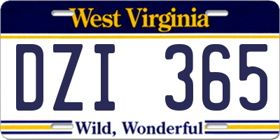 WV license plate DZI365