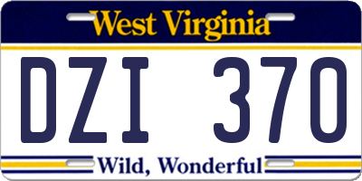 WV license plate DZI370