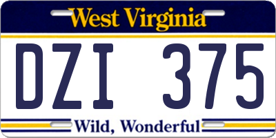 WV license plate DZI375