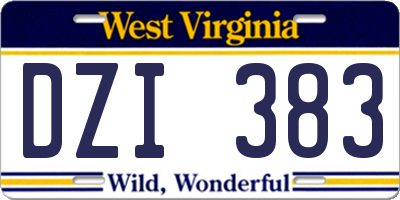 WV license plate DZI383