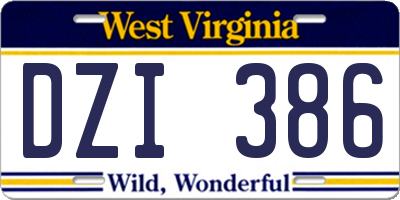 WV license plate DZI386