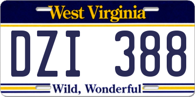 WV license plate DZI388