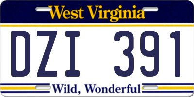 WV license plate DZI391