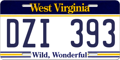 WV license plate DZI393