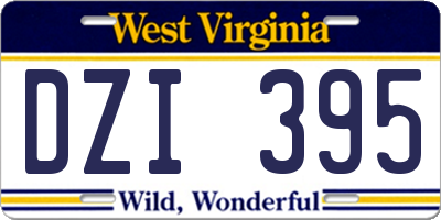 WV license plate DZI395