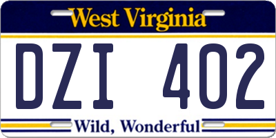 WV license plate DZI402