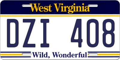 WV license plate DZI408