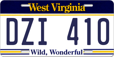 WV license plate DZI410