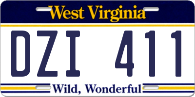 WV license plate DZI411