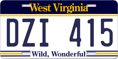 WV license plate DZI415