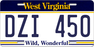 WV license plate DZI450