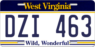 WV license plate DZI463